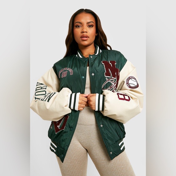 Boohoo Jackets & Blazers - Oversized PU bomber | New York jacket. Boohoo